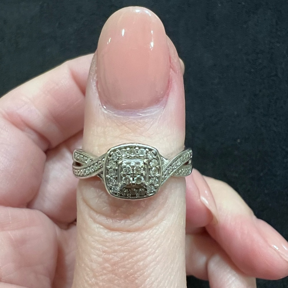 Sterling Silver and Diamond Ring Size 7